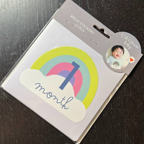 4/$12 💥 NEW C.R Gibson Rainbow & Clouds Infant Milestone Belly Stickers (1128) - Picture 1 of 3